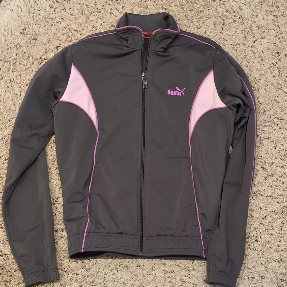 Puma Women's Gray and Pink Track Jacket